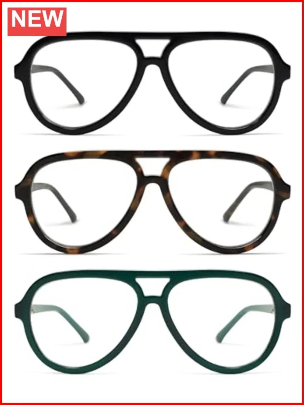 3 Pack Oversized Aviator Reading Glasses, Blue Light Blocking with Spring Hinges